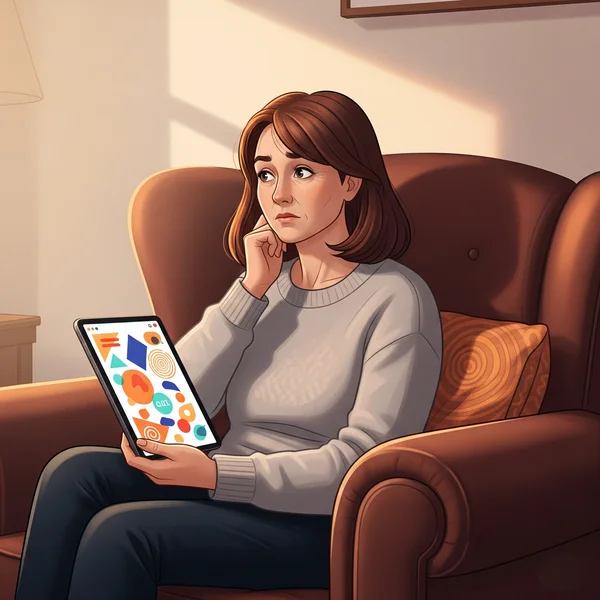Adult considering an online autism self-assessment quiz.