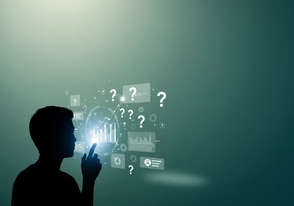 Person reflecting while taking online self-assessment quiz