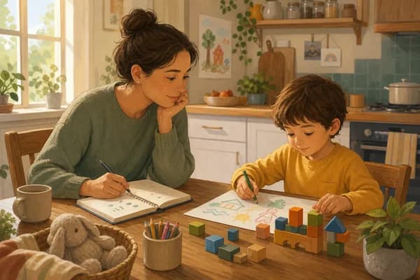 Parent observing child calmly