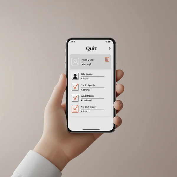 User taking an online quiz on a screen.