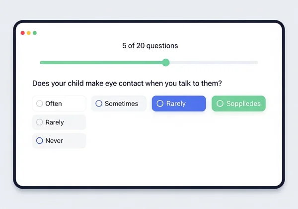 Screenshot of an online autistic quiz interface.