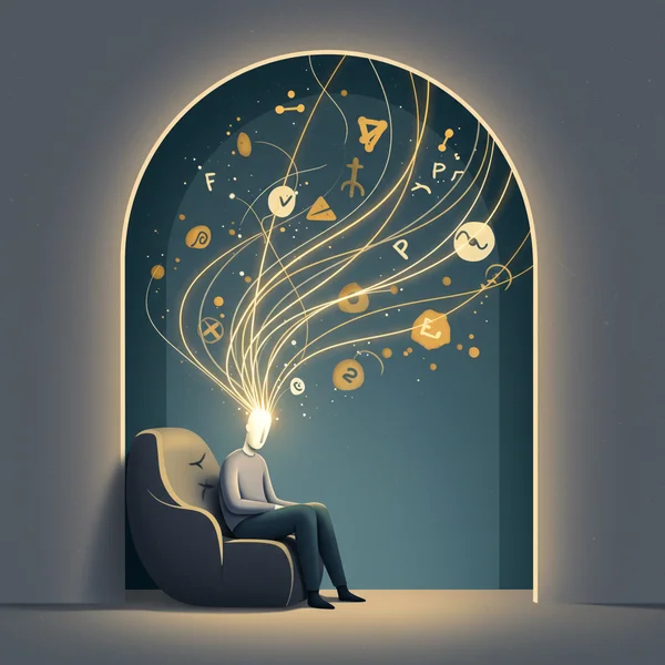 A person sitting in a comfortable space, reflecting as they complete a self-assessment on a tablet.